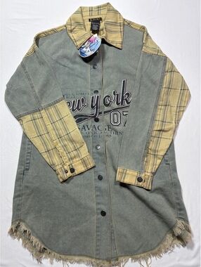 Kroix Vintage-Inspired New York Blessed Denim Shirt Jacket -